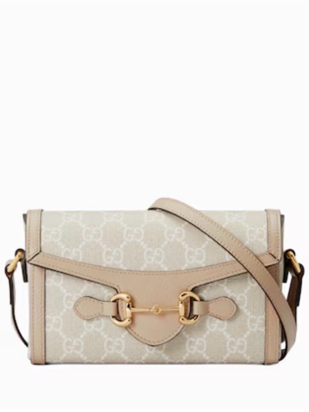 Gucci Beige GG Canvas and Tan Leather Horsebit Crossbody Bag